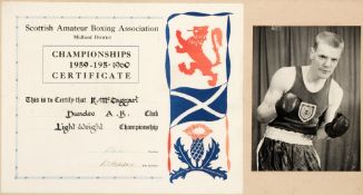 A Scottish Amateur Boxing Association (Midland District) Championships certificate 1959-60 awarded