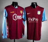 Two Aston Villa player jerseys, a signed Stephen Ireland claret & blue o.