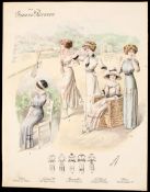 Three early 20th century French colour tennis prints,