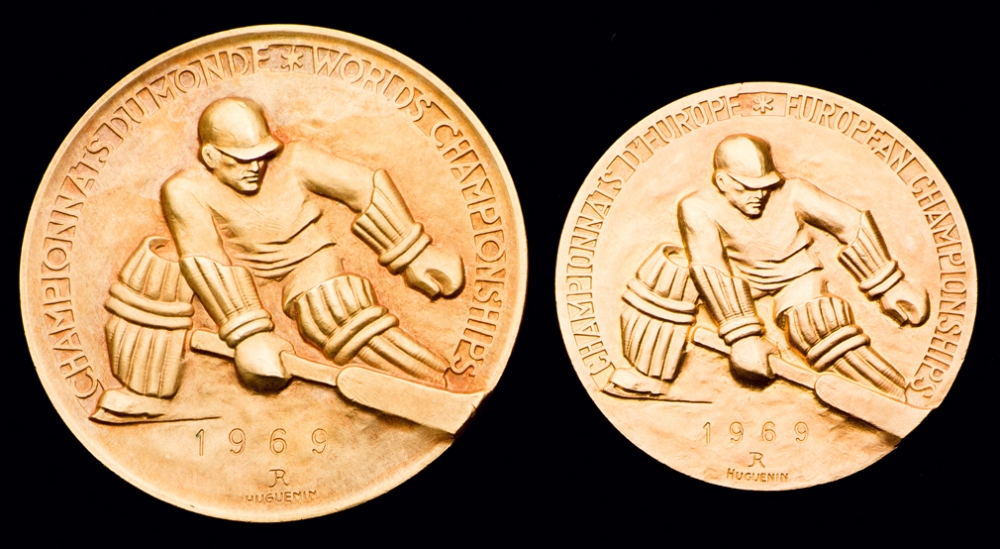 Sweden/Yugoslavia 1969 World and European Ice Hockey Championships pair of gold first-place prize
