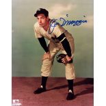 A Joe DiMaggio signed colour picture, published by Major League Baseball Photo File,