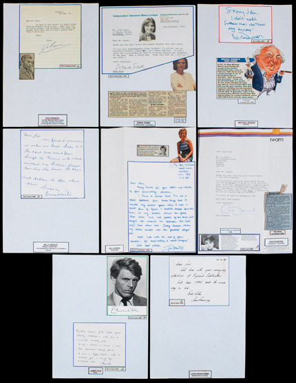 An interesting and extensive collection of autographed letters from celebrities who had been asked