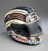 John McGuinness 2008 Isle of Man TT raceworn signed Shoei helmet,