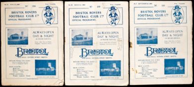 Three Bristol Rovers 1930s programmes, Cardiff City 24.9.38, Clapton Orient 11.3.