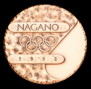 Nagano 1998 Winter Olympic Games participant's medal, bronze, 60mm.