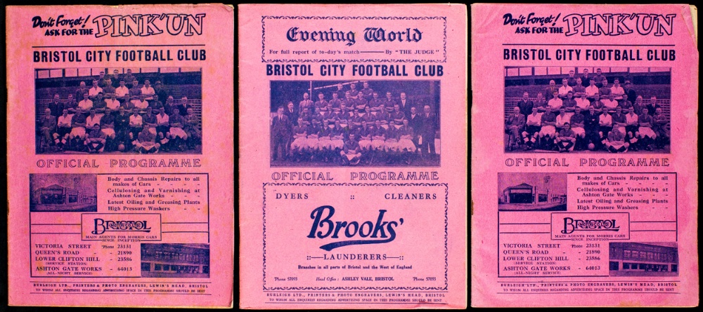 Three Bristol City v Cardiff City programmes, 1st May 1937,