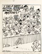 A group of 15 cricket cartoons by Eric Thompson dating to 1952 & 1953,