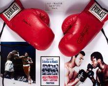 A Muhammad Ali and Joe Frazier double-signed 'Thriller in Manilla' boxing gloves presentation,