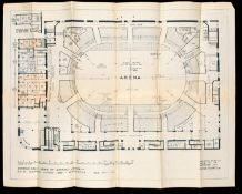 An architect's plan for the ground floor of Empress Hall, Earl's Court,