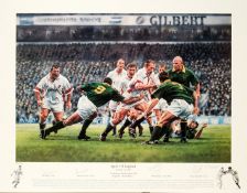 A signed "Spirit of England" limited edition rugby print,