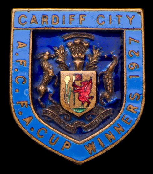 A Cardiff City supporter's badge commemorating the famous 1927 F.A.
