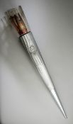 A Salt Lake City 2002 Winter Olympic Games bearer's torch, silver coloured metal and glass,