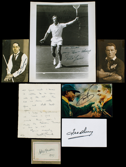 Sporting autographs, tennis, including Rod Laver, Dorothy Round, Bunny Austin, Fred Perry, ; rugby,