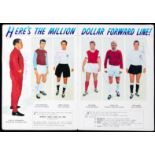 Fully-signed football magazine feature titled "Here's the Million Dollar Forward Line".