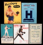 Three boxing programmes featuring Walter Neusel, v Ben Foord at Harringay Arena 18.11.
