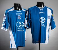 A pair of jerseys for the Croatian club side NK Varazdin, a blue & white No.2 & a No.