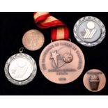 A group of five FIBA European Championships "EuroBasket medals, i) silver second-place prize medal,