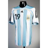 Lionel Messi: a sky blue & white striped Argentina No.