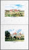 A pair Peter Slater limited edition prints of Royal Lytham & St Annes Golf Club multi-signed by