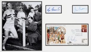 A Four Minute Mile presentation signed by Roger Bannister and Chris Chataway,