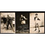 A trio of signed photographs of 1930s British boxers with dedications to the trainer 'Snowy'