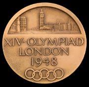 London 1948 London Olympic Games participant's medal, designed by B Mackennal,