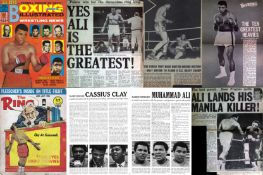 Muhammad Ali memorabilia, 96 newspaper articles, clippings,