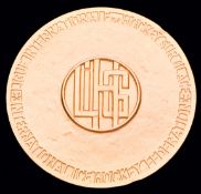 A gold first-place prize medal for the 1975 European Ice Hockey Championships in West Germany won