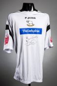 Darren Moore: a signed white Derby County No.