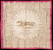 A ladies silk scarf commemorating the victory of Sir James Miller's Rock Sand in the 1903 Derby