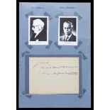 The signatures of the two great FIFA World Cup founding fathers Jules Rimet & Henri Delaunay,
