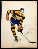 Artist drawn portraits of British ice hockey stars circa 1936-37 signed by the players,