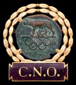 Rome 1960 Olympic Games National Olympic Committee badge, bronze,