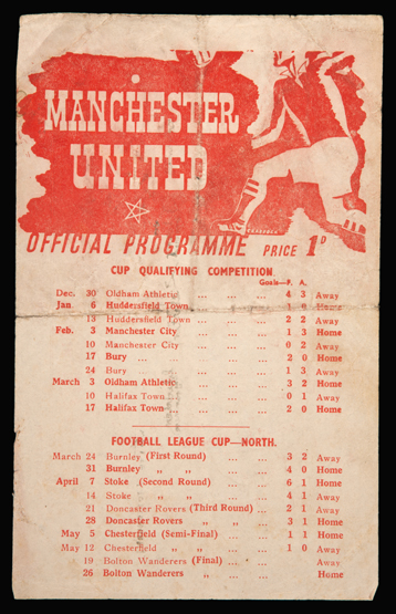 Football League North Wartime Cup Final 2nd Leg programme Manchester United v Bolton Wanderers 26th