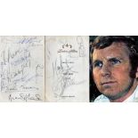 An autographed 1970 Bobby Moore Tribute menu, London Hilton,