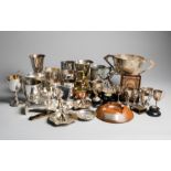 A collection of over 30 trophies, cups and cut glass presentations won by E.D.