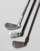 Three adjustable irons, a rare unmarked one with a complicated adjustment mechanism, a Novak,