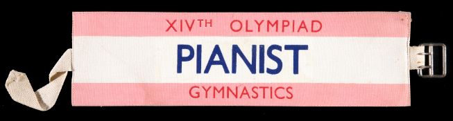 London 1948 Olympic Games official armband for the gymnastics floor exercises pianist,