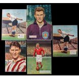 Collection of 18 signed colour magazine plates of 1950s footballers, 10 by 8in.