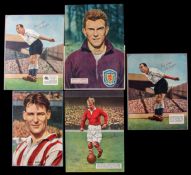 Collection of 18 signed colour magazine plates of 1950s footballers, 10 by 8in.