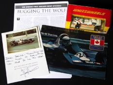 Jody Scheckter signed 1977 Christmas card, Wolf Formula 1 and McLaren memorabilia,