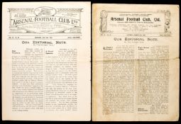 Two programmes for representative matches at Arsenal in the 1920s,