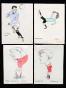 Fine collection of 61 artist drawn caricatures of footballers circa 1921,