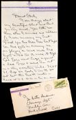 Signed manuscript letter from Bill Tilden, complete with original envelope,