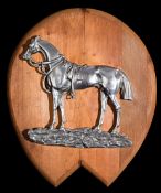 Metalware wall plaque of a racehorse said to be 'Bend Or' the 1880 Derby winner,