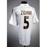 A Zinedine Zidane signed Real Madrid home replica jersey,