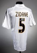 A Zinedine Zidane signed Real Madrid home replica jersey,