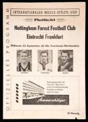 Eintracht Frankfurt v Nottingham Forest FAIRS Cup programme 20th September 1967,