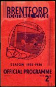 14 Brentford home programmes seasons 1935-36 & 1936-37, 1935-36 v Preston North End, Chelsea,