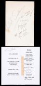 A 1959 Grand National Gala Dinner menu signed by the winning jockey and owner Michael Scudamore &